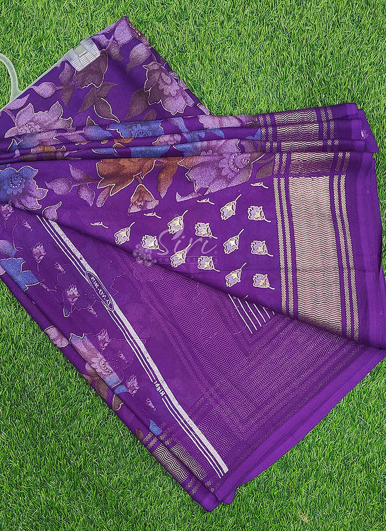 Beautiful Georgette Floral Print Sarees with Foil Print Border