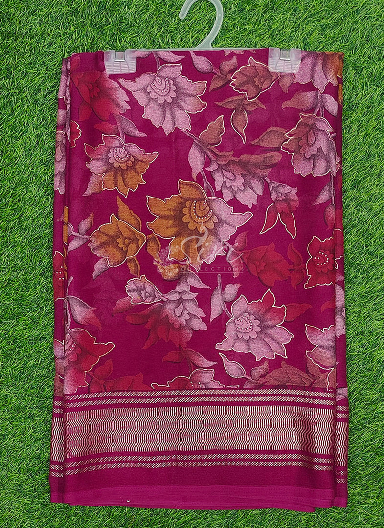 Beautiful Georgette Floral Print Sarees with Foil Print Border