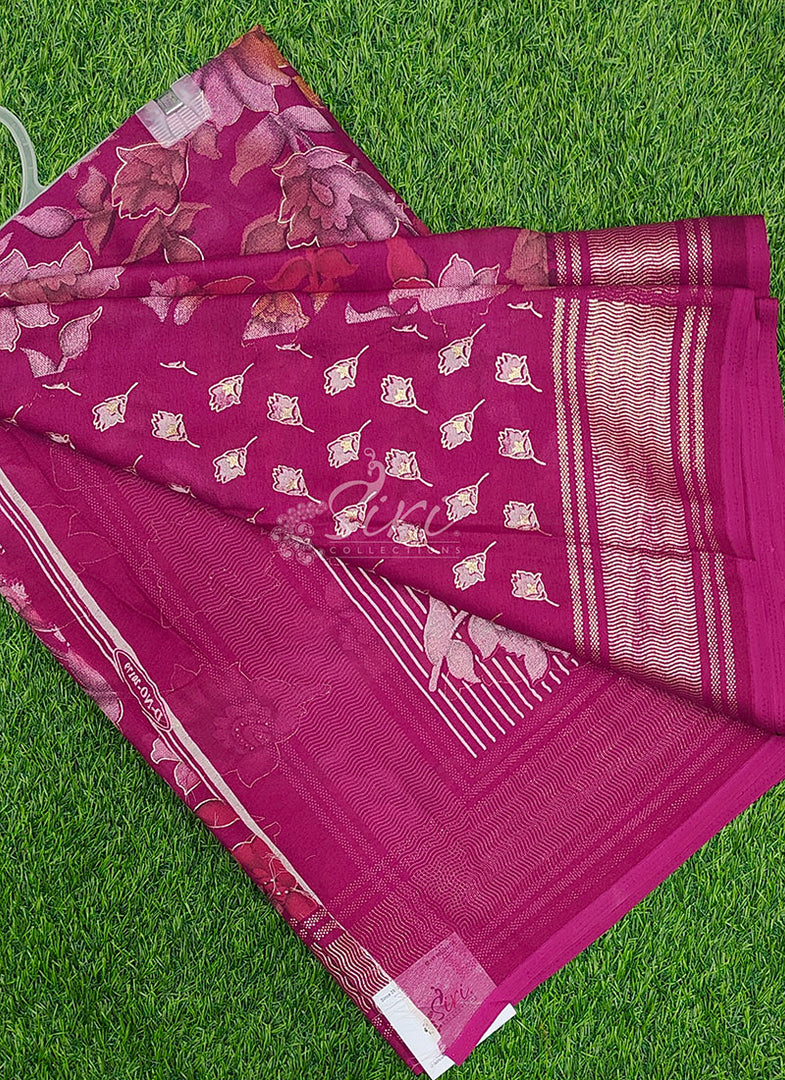 Beautiful Georgette Floral Print Sarees with Foil Print Border