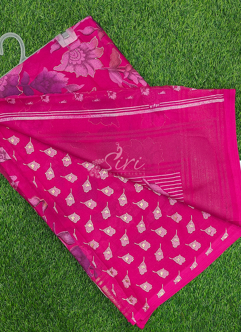 Beautiful Georgette Floral Print Sarees with Foil Print Border