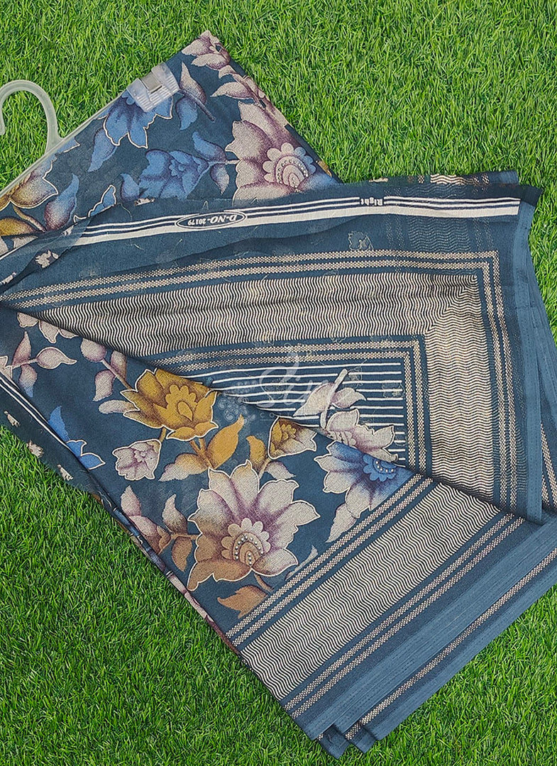 Beautiful Georgette Floral Print Sarees with Foil Print Border