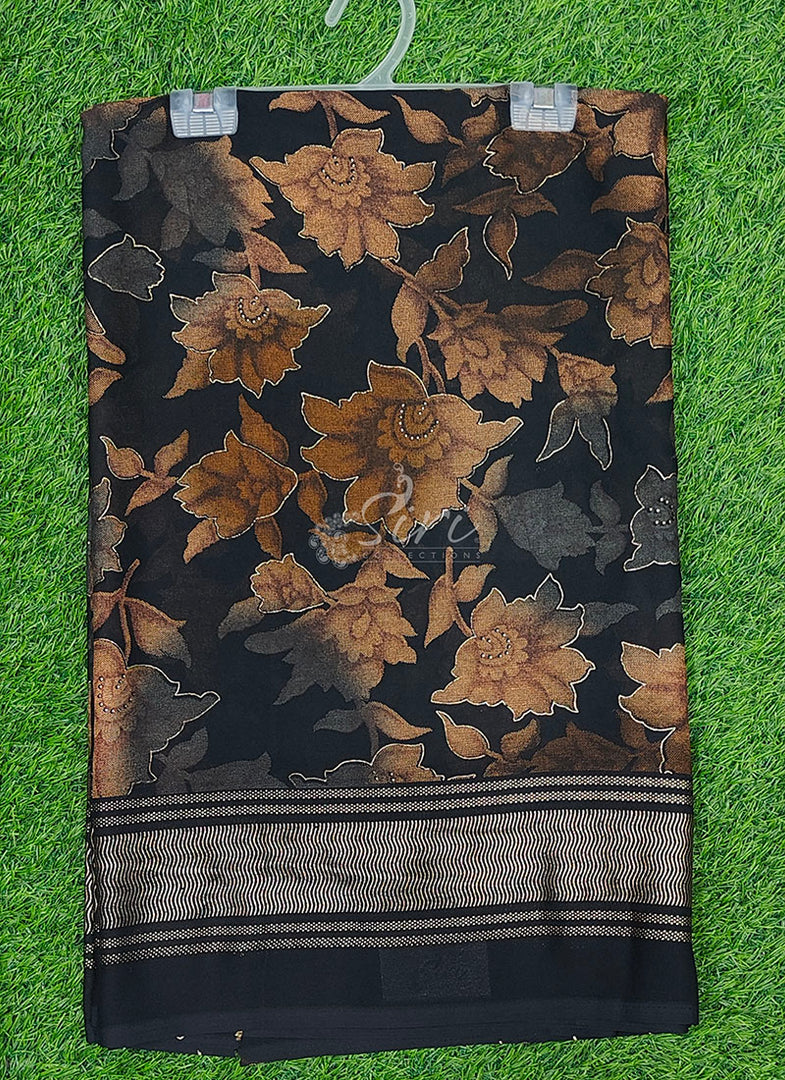 Beautiful Georgette Floral Print Sarees with Foil Print Border