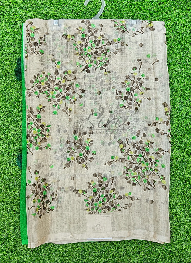 Beautiful Printed Chiffon Saree in Self Lines Texture