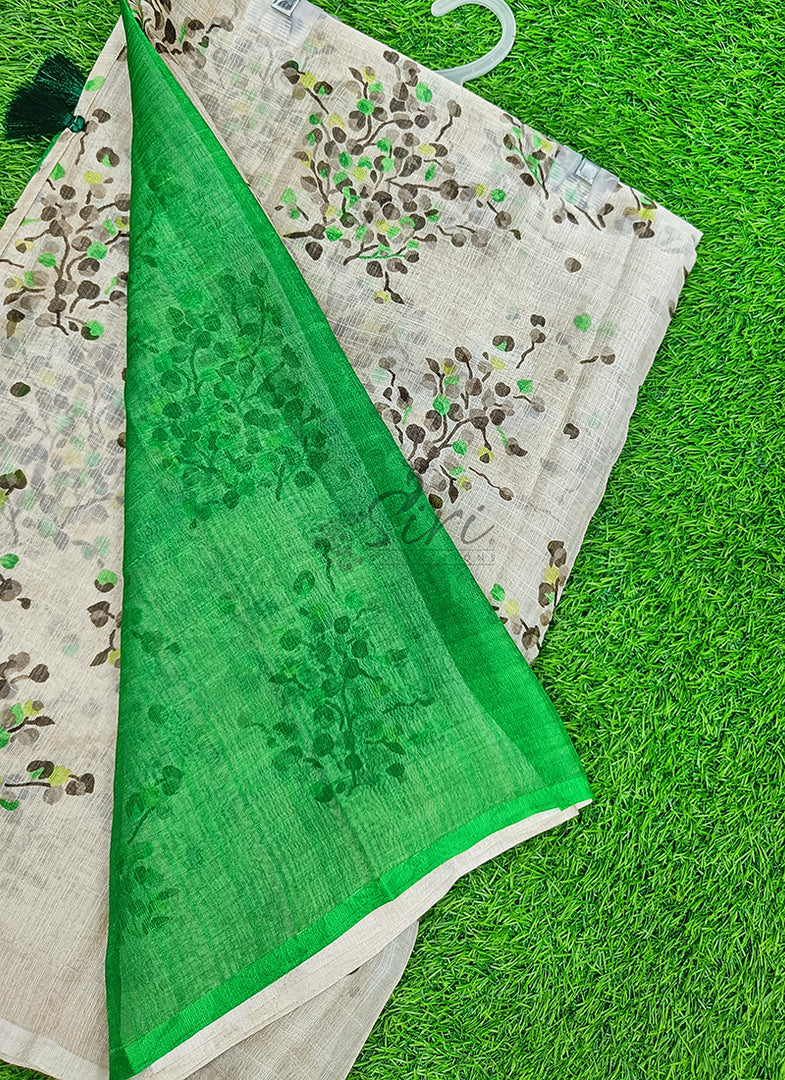 Beautiful Printed Chiffon Saree in Self Lines Texture