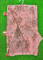 Load image into Gallery viewer, Beautiful Printed Chiffon Saree in Self Lines Texture
