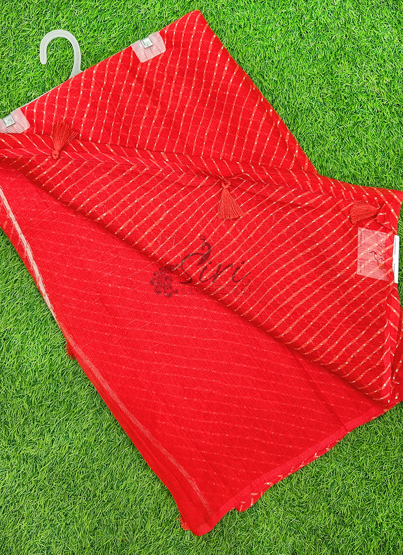 Beautiful Printed Chiffon Saree in Self Lines Texture