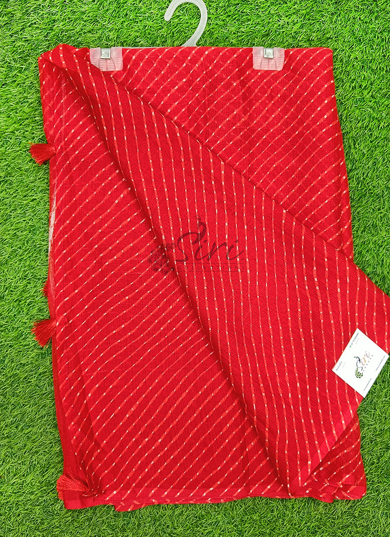 Beautiful Printed Chiffon Saree in Self Lines Texture