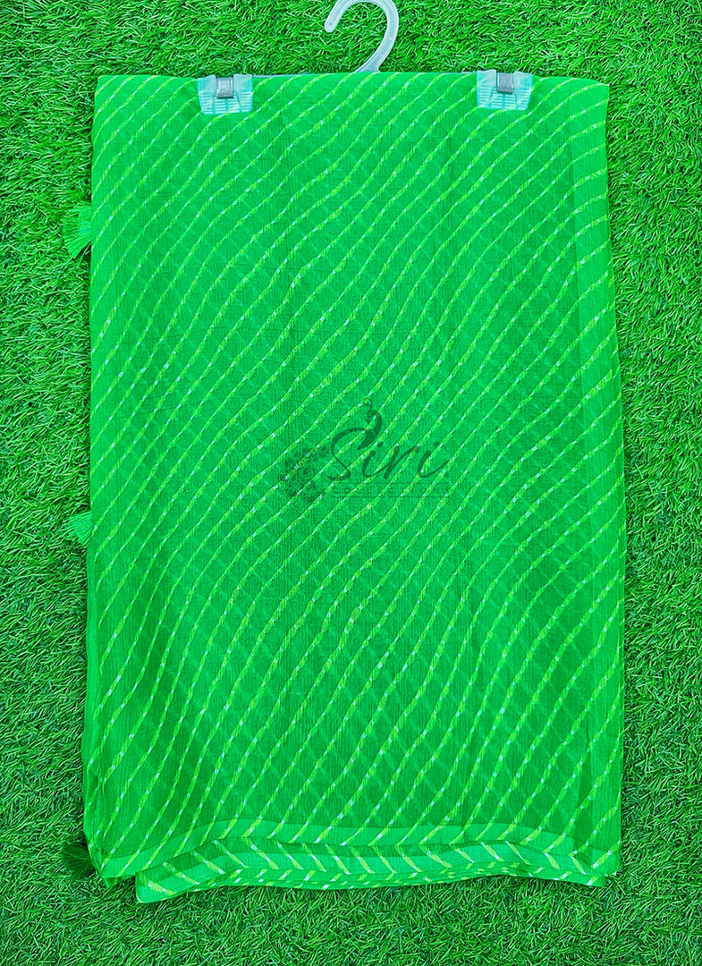 Beautiful Printed Chiffon Saree in Self Lines Texture