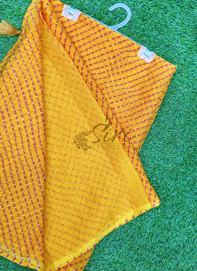 Beautiful Printed Chiffon Saree in Self Lines Texture