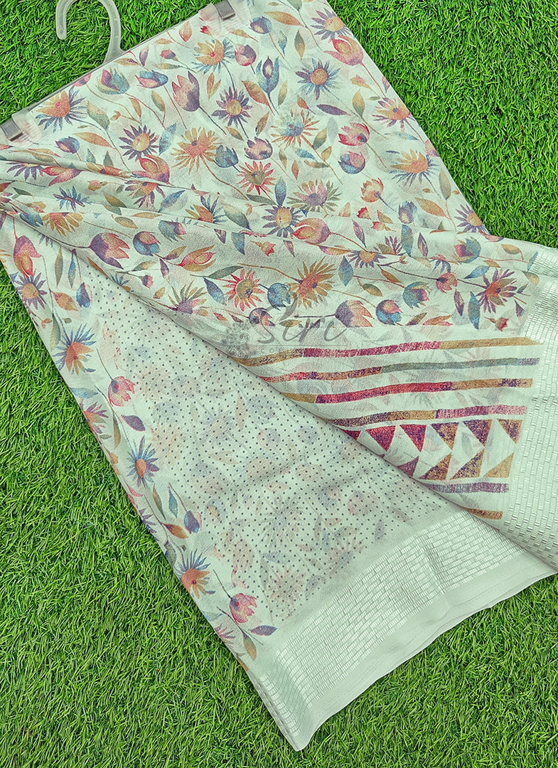 Beautiful Printed Moss Georgette Saree