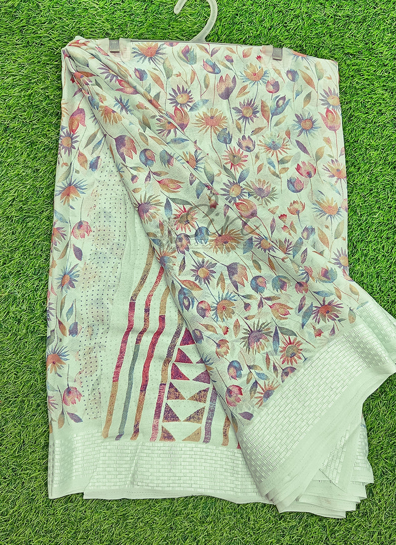 Beautiful Printed Moss Georgette Saree