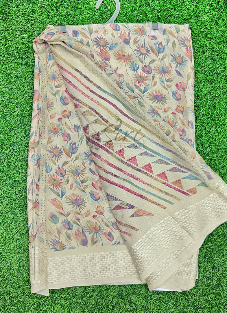 Beautiful Printed Moss Georgette Saree