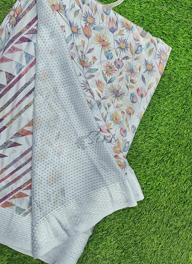 Beautiful Printed Moss Georgette Saree