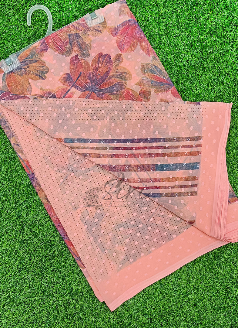 Beautiful Soft Georgette Saree in Self Butis
