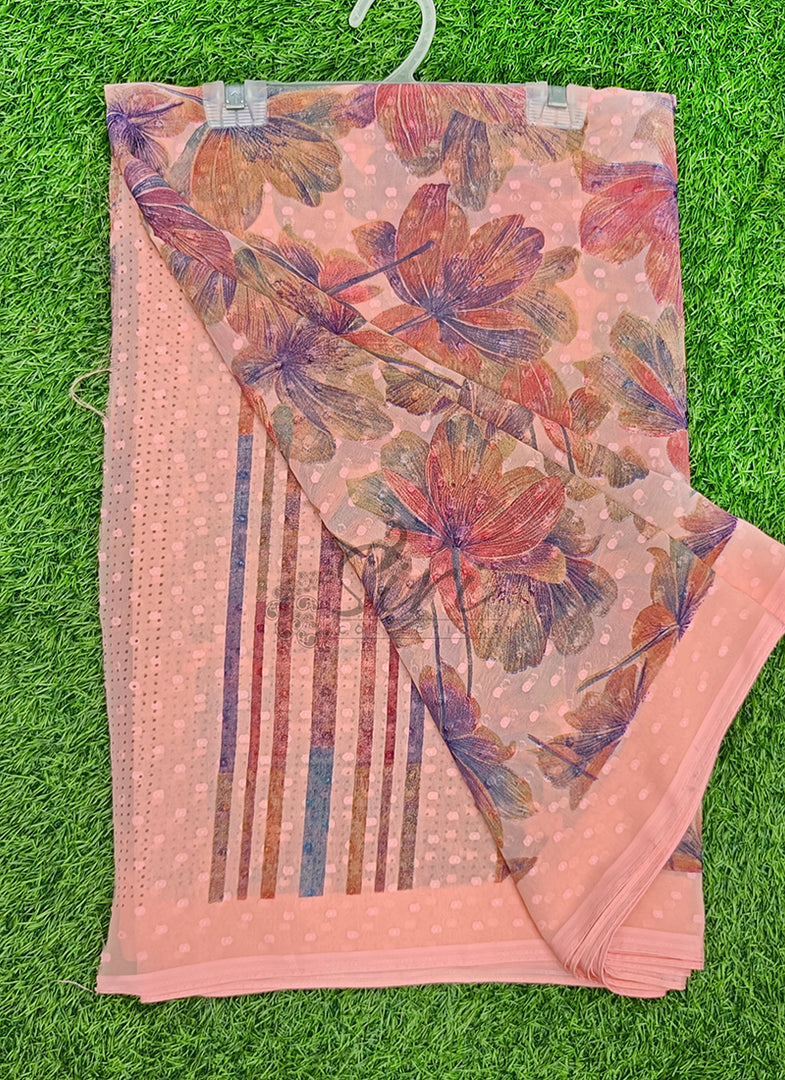 Beautiful Soft Georgette Saree in Self Butis
