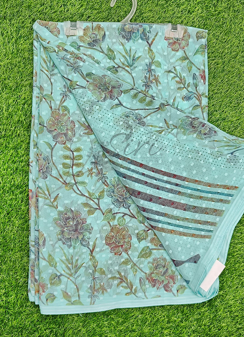 Beautiful Soft Georgette Saree in Self Butis