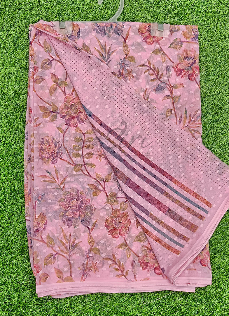 Beautiful Soft Georgette Saree in Self Butis