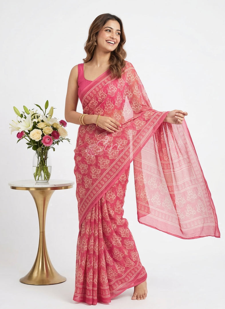 Latest Beautiful Printed Chiffon Saree