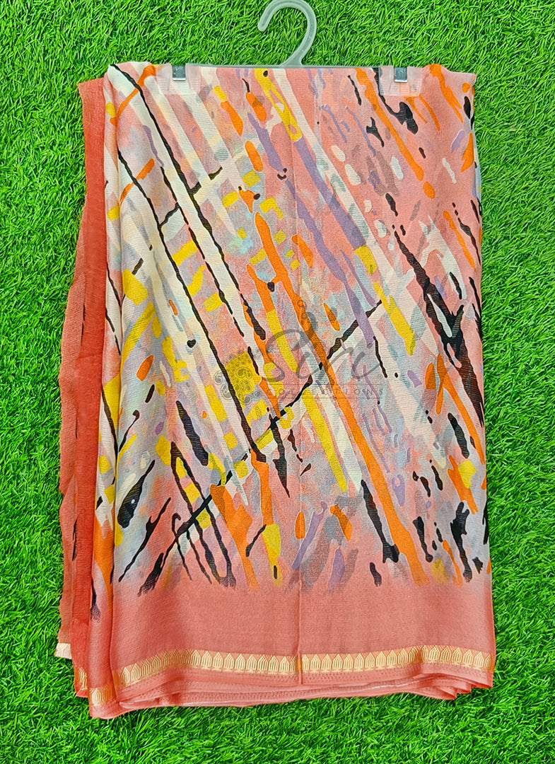 Lovely Printed Chiffon Saree in Soft Borders
