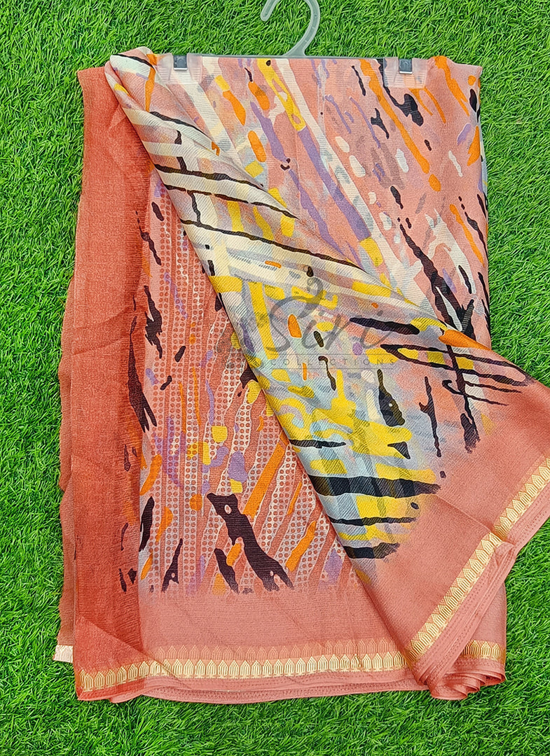 Lovely Printed Chiffon Saree in Soft Borders