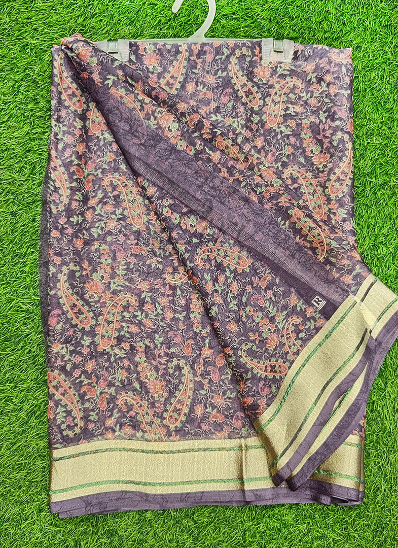Lovely Printed Chiffon Saree in Soft Borders