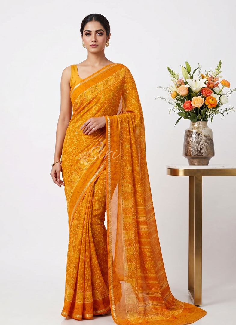 Elegant Beautiful Printed Chiffon Saree with Blouse
