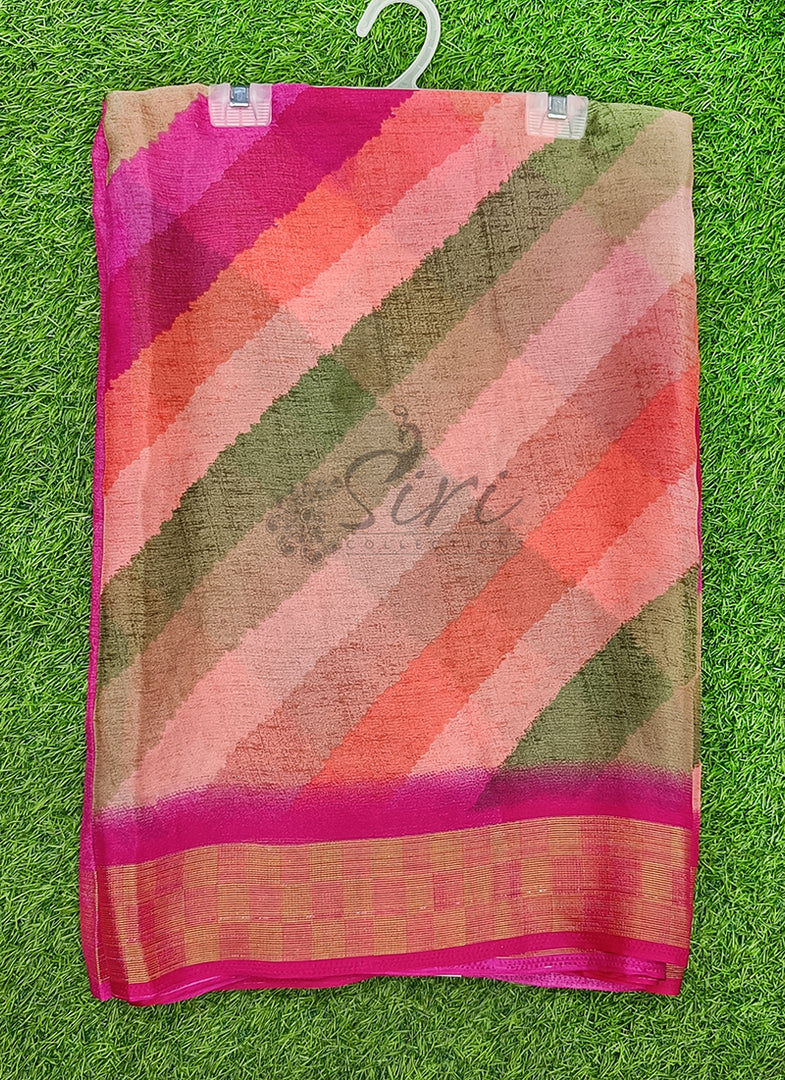 Latest Multi Colour Printed Chiffons Saree with Blouse