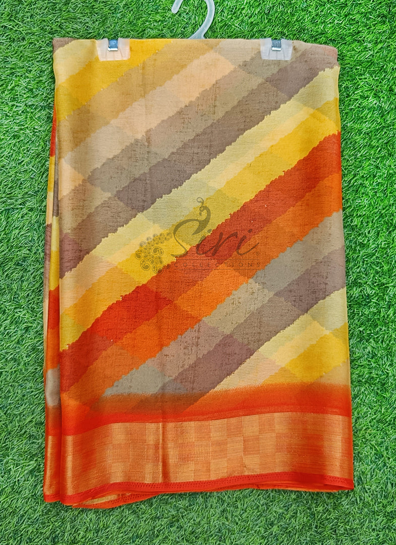Latest Multi Colour Printed Chiffons Saree with Blouse