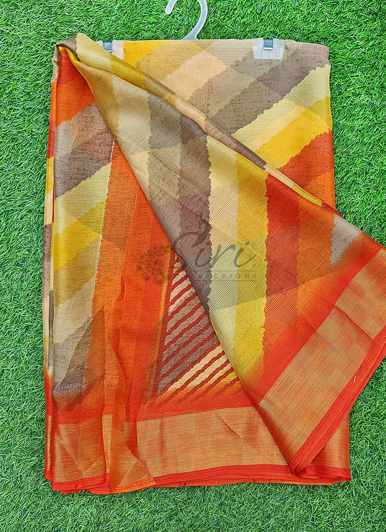 Latest Multi Colour Printed Chiffons Saree with Blouse