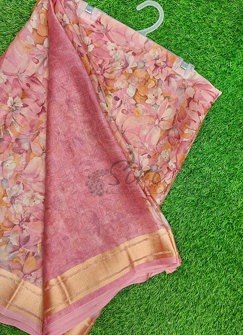 Latest Printed Chiffon Saree with Blouse
