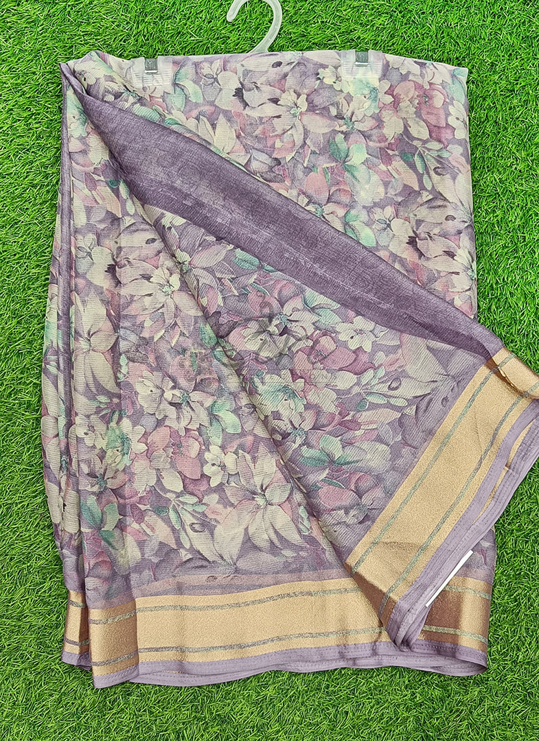Latest Printed Chiffon Saree with Blouse