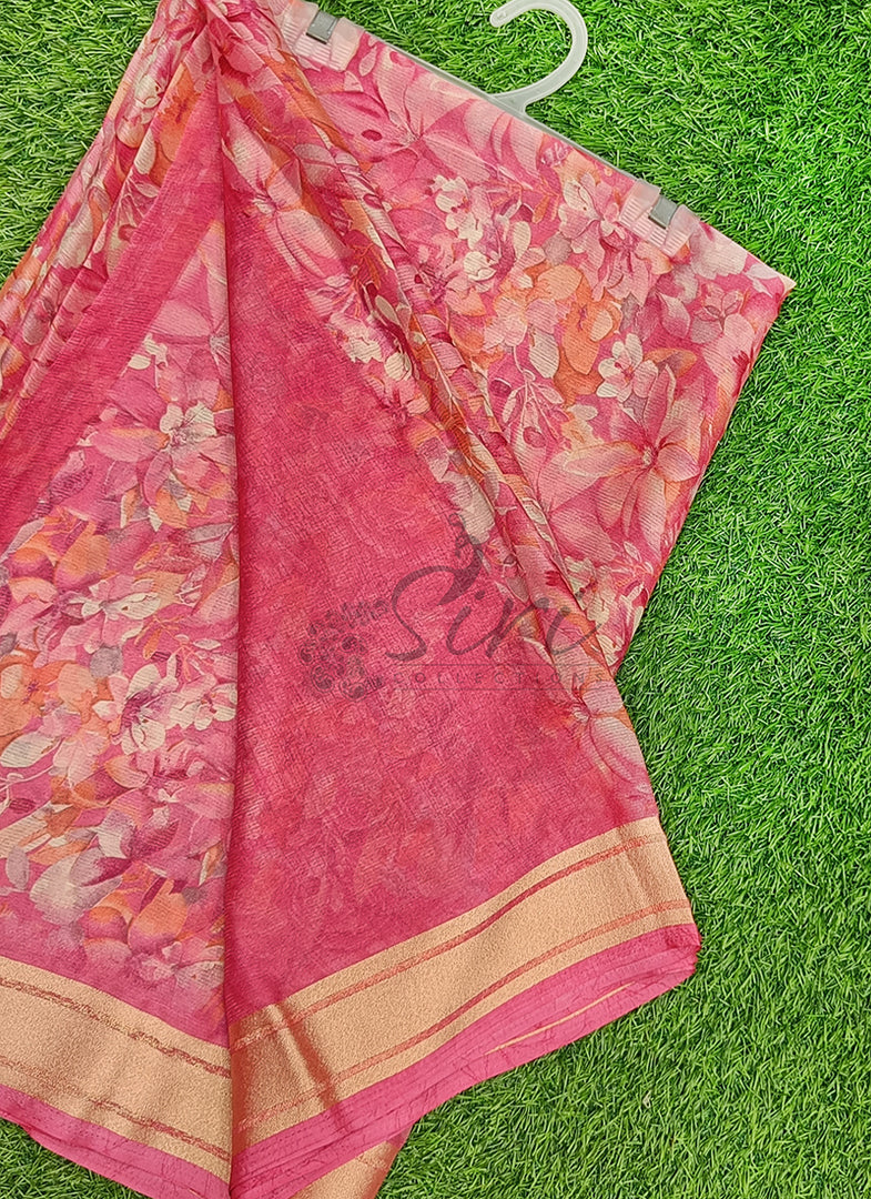 Latest Printed Chiffon Saree with Blouse