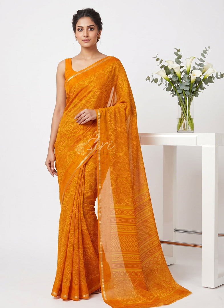 Latest Bandhini Printed Chiffon Saree with Blouse