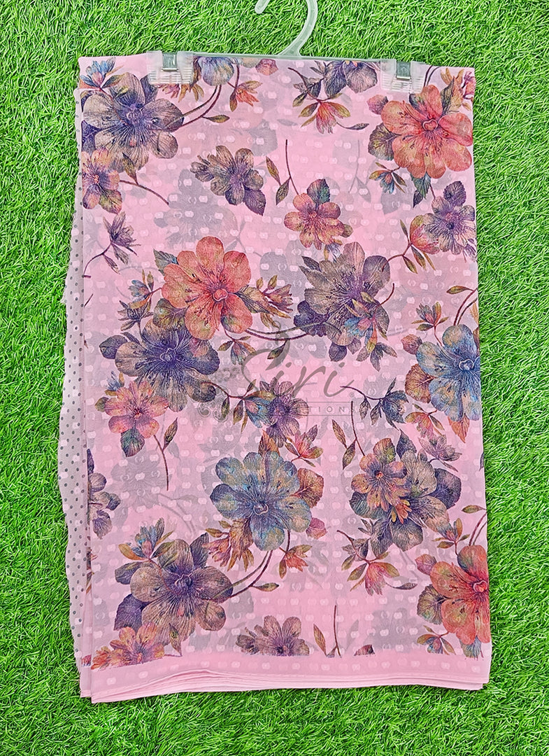 Beautiful Soft Georgette Saree in Self Butis
