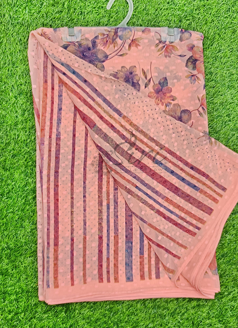 Beautiful Soft Georgette Saree in Self Butis