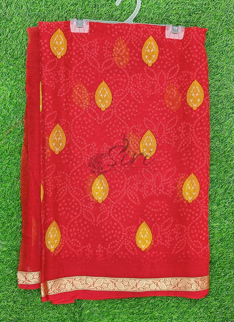 Latest Bandhini Printed Chiffon Saree with Blouse