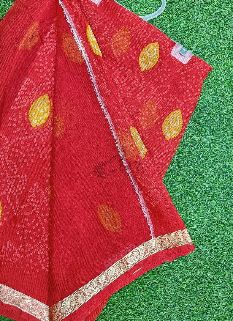 Latest Bandhini Printed Chiffon Saree with Blouse