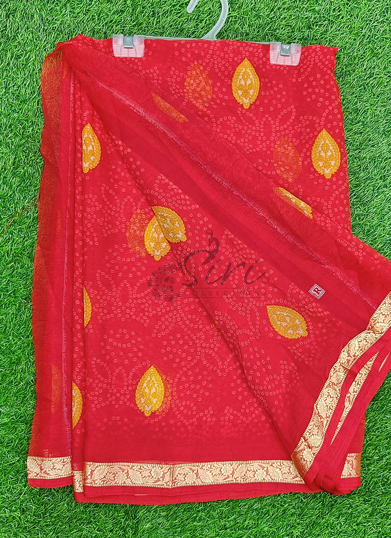 Latest Bandhini Printed Chiffon Saree with Blouse