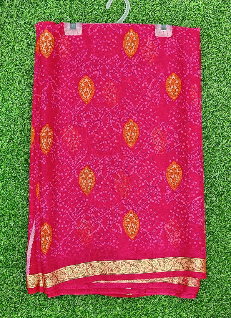 Latest Bandhini Printed Chiffon Saree with Blouse
