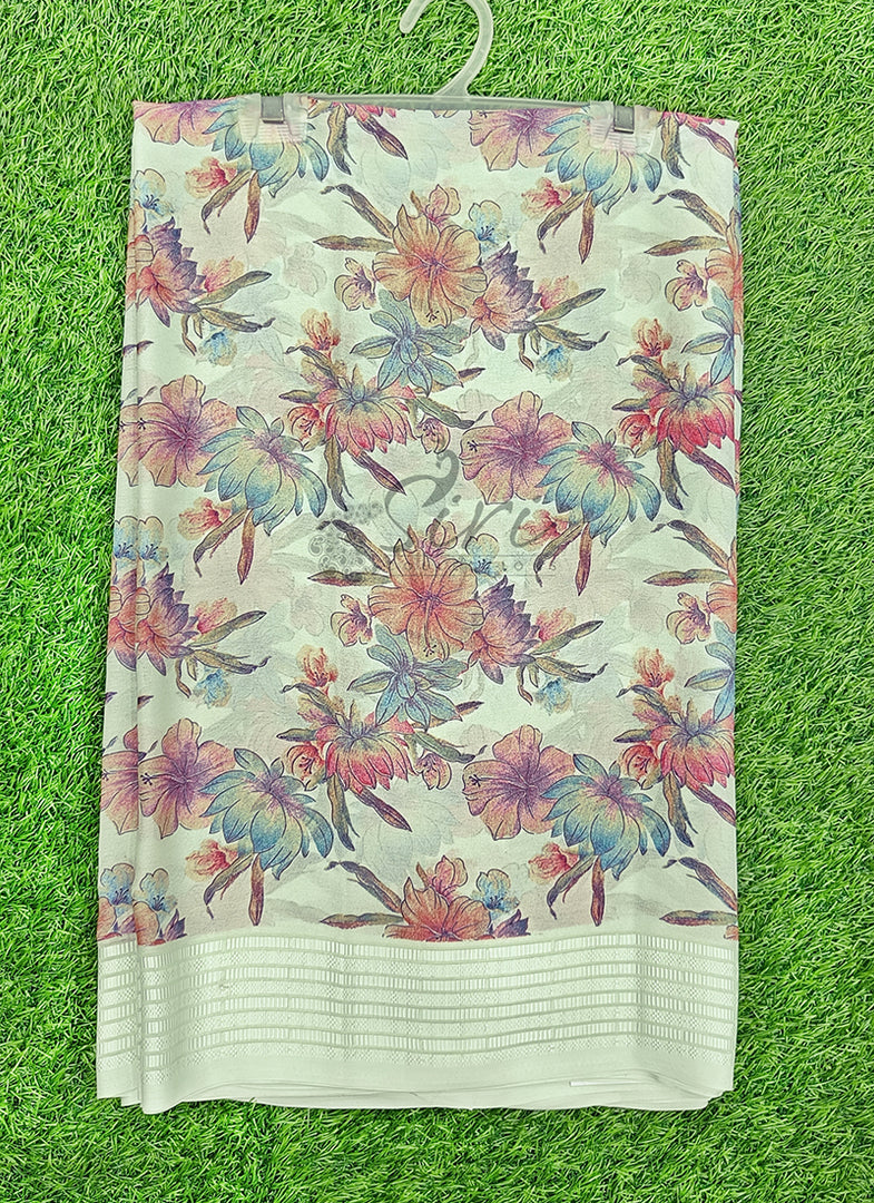 Beautiful Printed Moss Georgette Saree