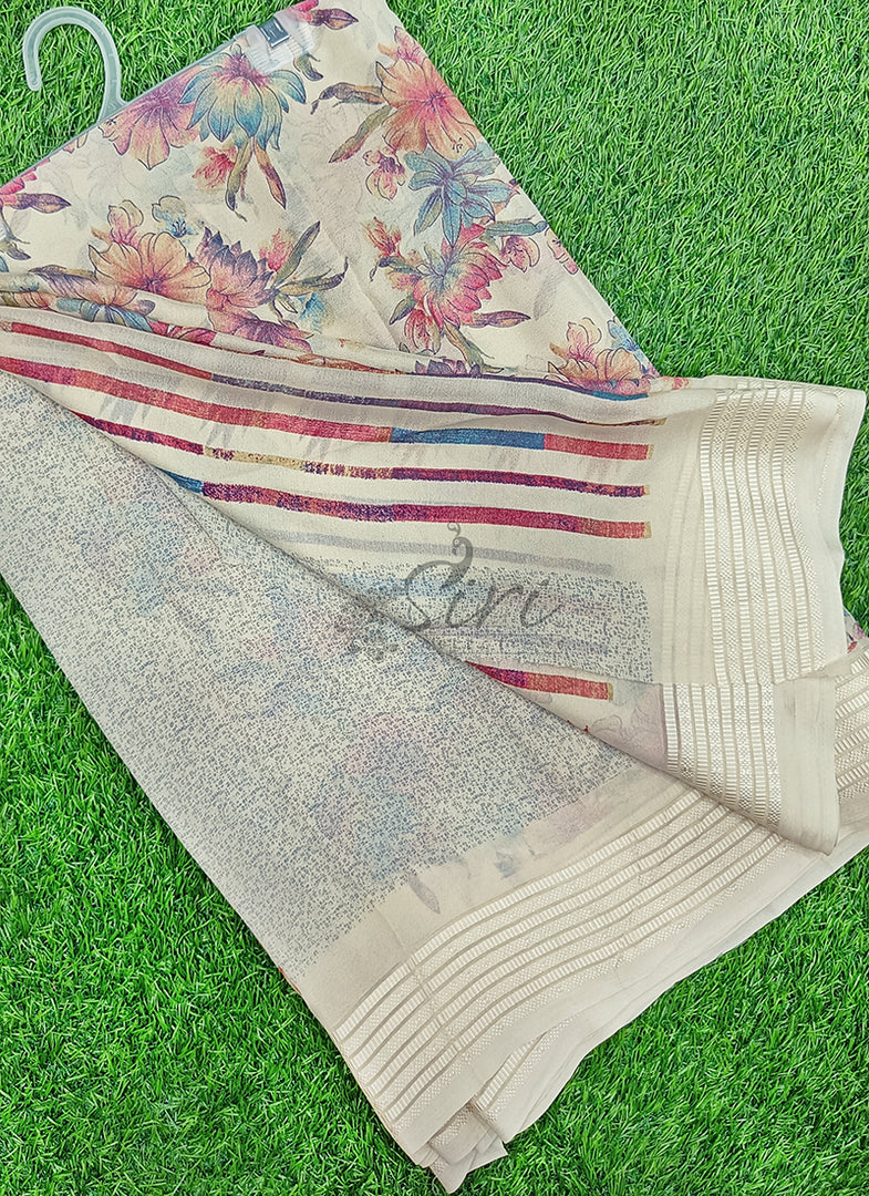 Beautiful Printed Moss Georgette Saree