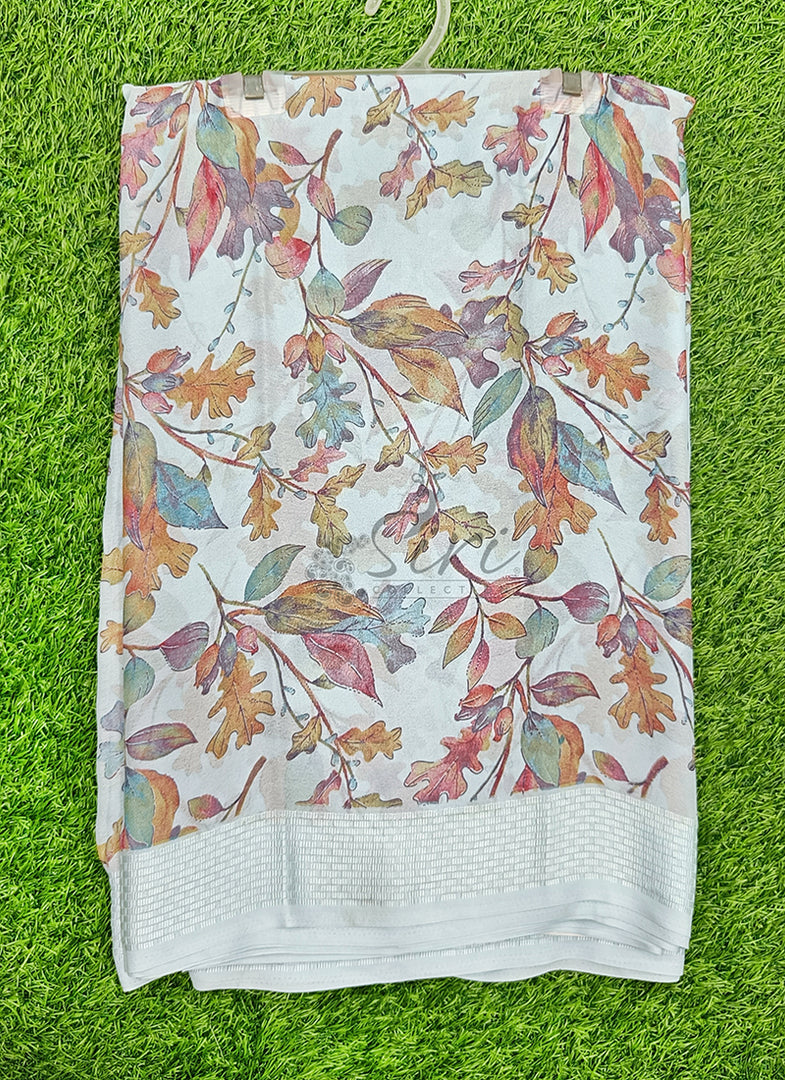 Beautiful Printed Moss Georgette Saree