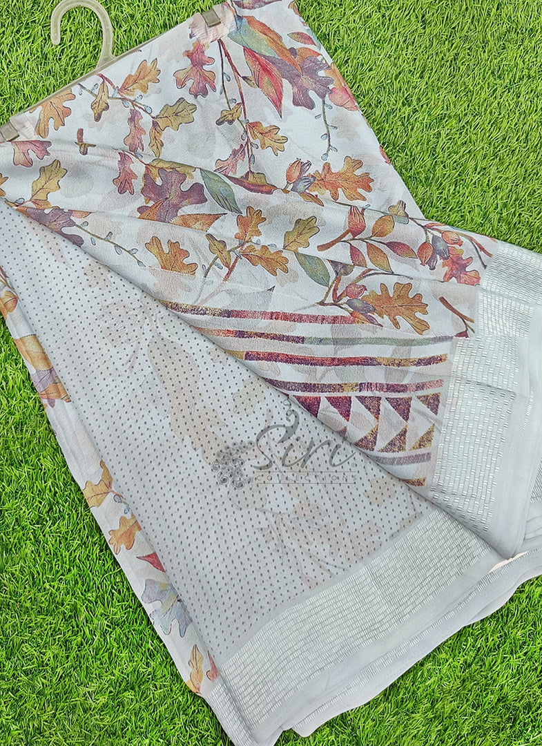 Beautiful Printed Moss Georgette Saree