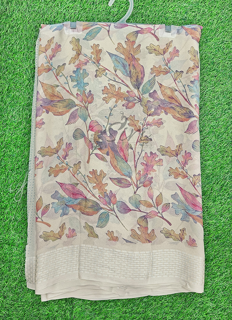 Beautiful Printed Moss Georgette Saree