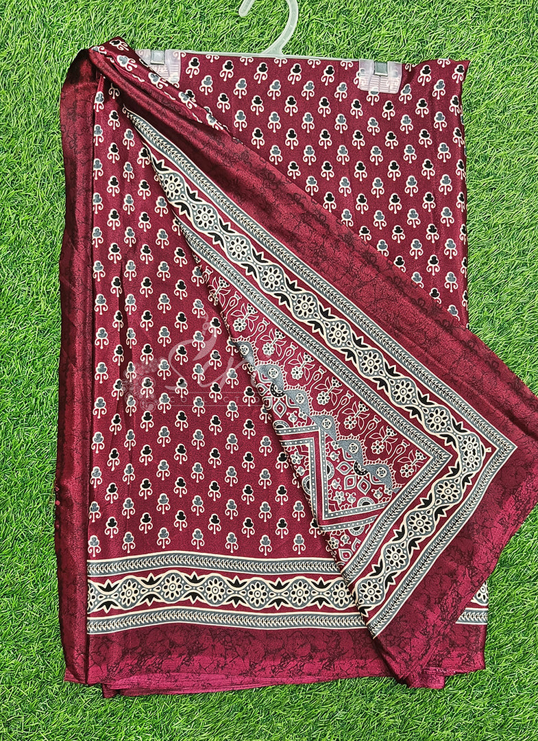 Latest Crepe Saree in Ajrakh Print