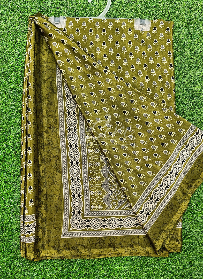 Latest Crepe Saree in Ajrakh Print