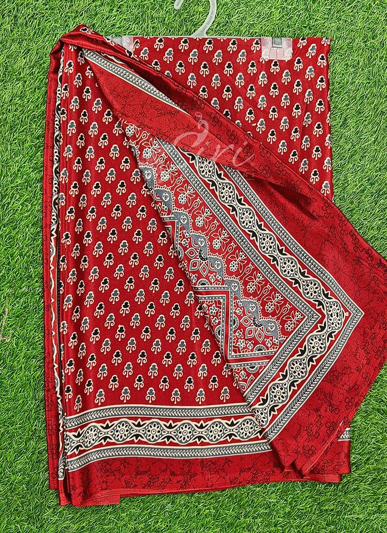 Latest Crepe Saree in Ajrakh Print