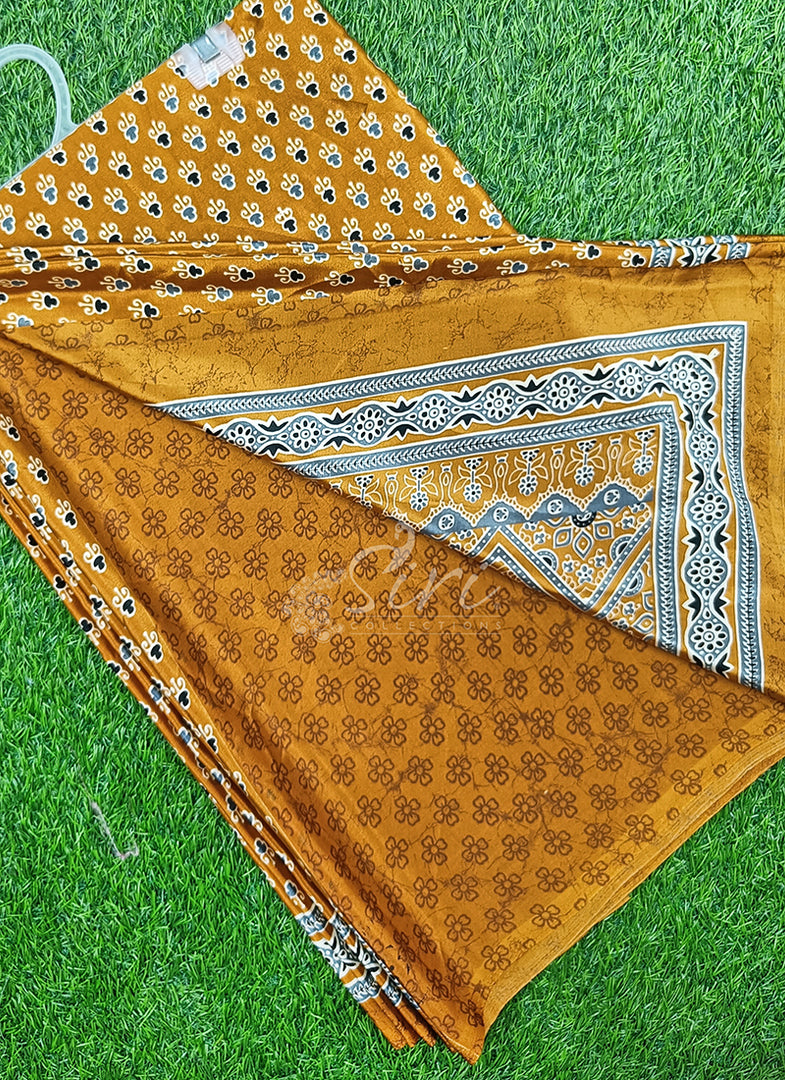 Latest Crepe Saree in Ajrakh Print