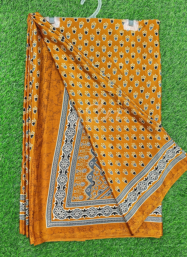 Latest Crepe Saree in Ajrakh Print