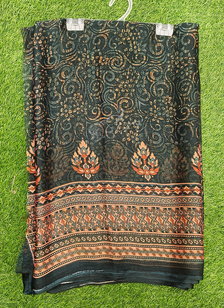 Latest Printed Satin Chiffon Saree